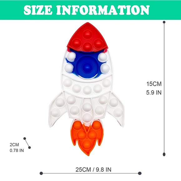 2 Pieces Rocket Space Theme Pop It Easter Fidget Toys - Picture 3 of 5